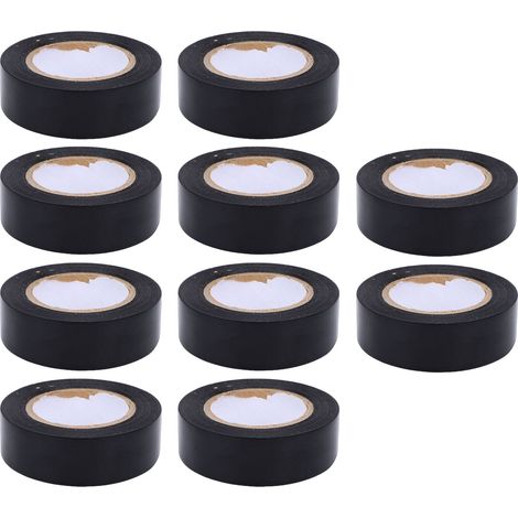 10 rouleaux de ruban électrique noir 600V PVC étanche à l'eau 20mm X 10M adhésif fort ignifuge pour la réparation de câblage intérieur et extérieur