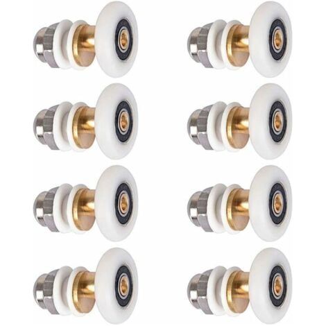 Rodillos para mampara de ducha, rodillos para puertas corredizas, poleas para puertas de cabina de ducha, rueda de repuesto para rodillo con diámetro de rueda de 27 mm, 8 piezas (1/5)