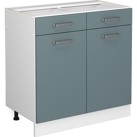 Mobiletto base per cucina R-Line, Grigio-blu, 80 cm , PL Marmo, Vicco