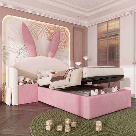 letto singolo contenitore con comodino velluto 90x190 OKMYHOME (1/5)