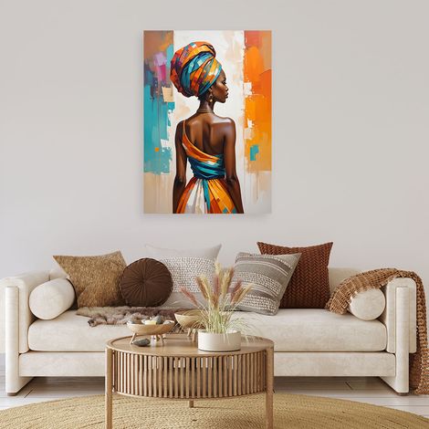 Wandbild Farbenfrohe afrikanische Frau moderne ethnische Dekoration mit Turban 40x60 (1/4)