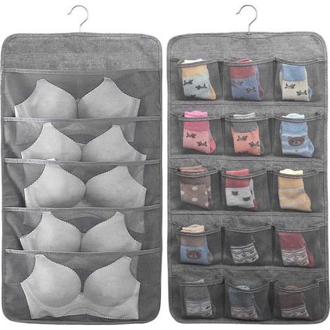 Organisateur de Rangement Suspendu Sac pour Chaussettes sous-vêtements Cravates de Soutien-Gorge, Penderie Placard Cintre étagères, 20 Poches Porte-séparateur de Porte-Fei Yu (1/5)