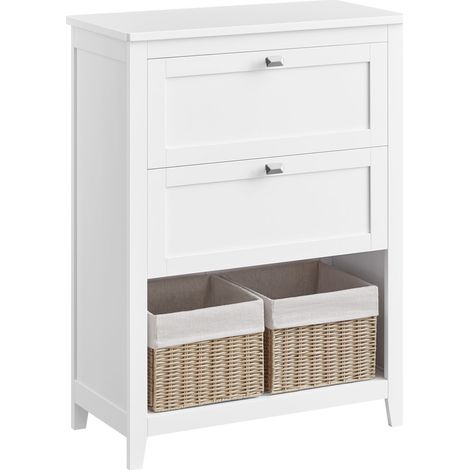 Vasagle – Meuble bas de salle de bain 2 tiroirs – Séparateur réglable – 2 paniers – Dimensions 30 x 60 x 80 cm – Panneau MDF blanc nuage (1/5)