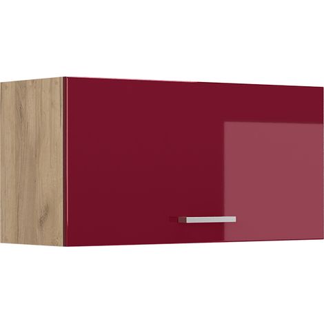 Pensile da cucina R-Line, Rosso lucido/Rovere dorato, 80 cm Piatto, Vicco (1/5)
