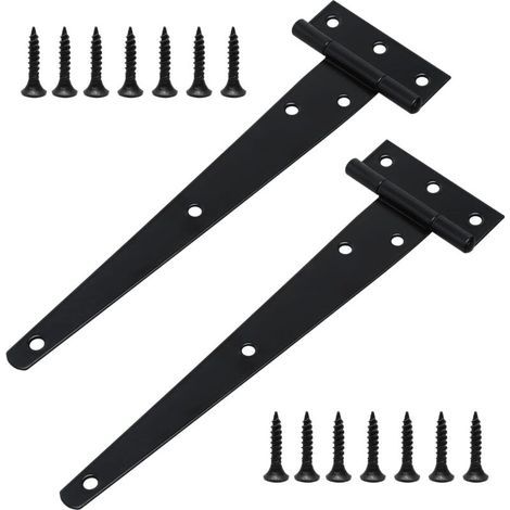 Charnières en T pour Porte ou Portail – Lot de 2, Galvanisées, 200 mm, Charge Lourde, pour Portes en Bois, Granges et Fenêtres (1/5)