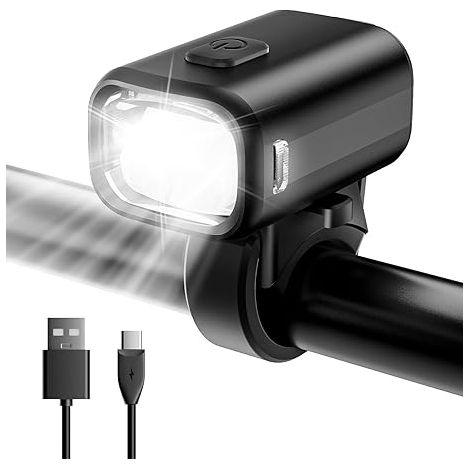 Phare Vélo LED Rechargeable USB-C 1000mAh Homologué StVZO Étanche IPX5 Pour Route VTT et Vélo Électrique