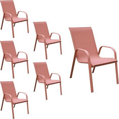 6er Set Stühle MARBELLA aus Textilene Terracotta - Aluminium Terracotta