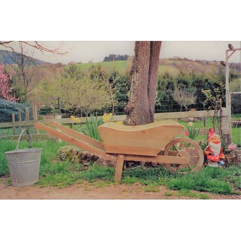 Brouette décorative en pin traité 143 cm – Jardinière esthétique pour plantes – Élément décoratif de jardin rustique
