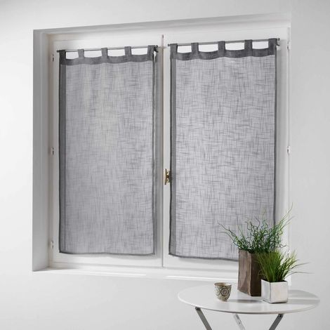 douceur d'Intérieur coppia destra passanti effetto lino Tisse haltona, Poliestere, Grigio, 90 x 60 cm