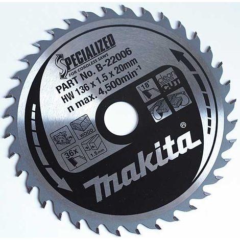 Lame de scie Makita 136x1 8x20 0 mm Z36 18°