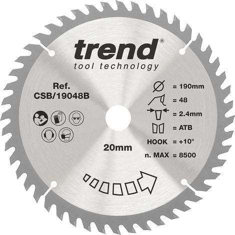 Lame de scie circulaire 190 mm, alésage 20 mm, 48 dents TCT (1/5)