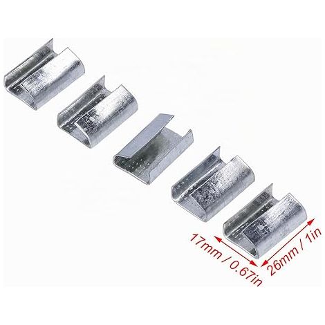Boucle de cerclage en métal, Serrures de cerclage d'emballage joints pour cerclage en acier Joints ouverts d'emballage en acier galvanisé pour feuillard en plastique de 16 mm (1/4)