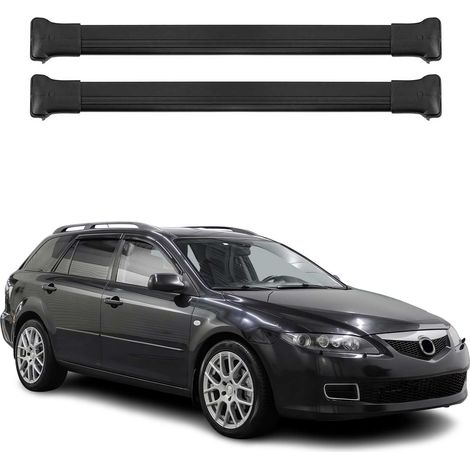OMAC Aluminium Dachträger Querträger für Mazda6 mk1 Kombi 2002-2008 – Max. 75 kg – 2 Stangen Schwarz (1/5)