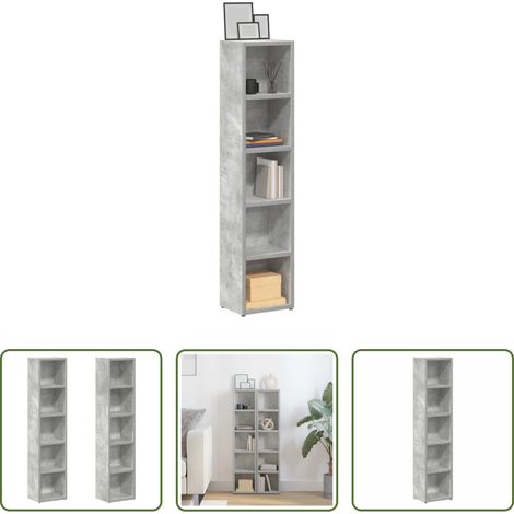 vidaXL Armoire pour DVD - Armoires à CD 2 pcs Gris béton 21x16x93,5 cm Aggloméré (1/5)
