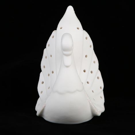 Ravissante lampe décorative en céramique en forme de cygne avec LED, à piles (B), idéale pour une chambre ou une étagère. (1/5)