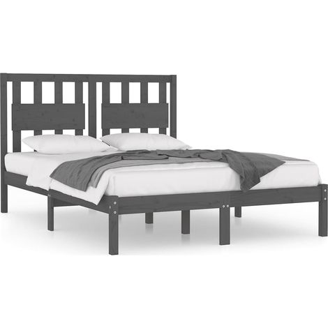 Maison Exclusive - Massivholzbett Grau Kiefer 200x200 cm