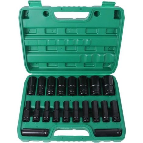 Set 20PZ Bussole ad impatto Esagonali 1/2" Rinforzate 8-32mm Prolungate 80mm (1/5)