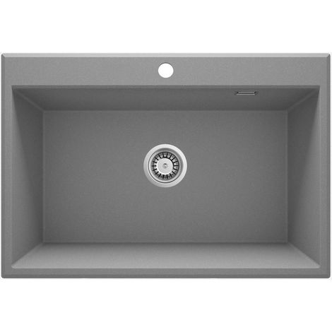 Lavello cucina in granito con 1 vasca 70x52 cm grigio metallizzato - Lyra