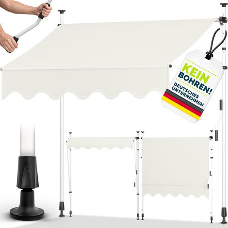 tillvex Tenda da sole per balcone 400 cm beige tenda da sole a braccio articolato tenda da sole a morsetto tenda da sole per balcone senza forare