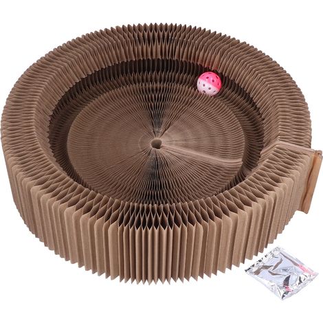 Lit de salon à gratter pour chat, forme ronde, pliable, en carton haute densité pour chats (1/5)
