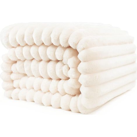 Couverture de flanelle en peluche de lapin (gris clair en peluche de lapin) (200 230 couverture double) (1/5)