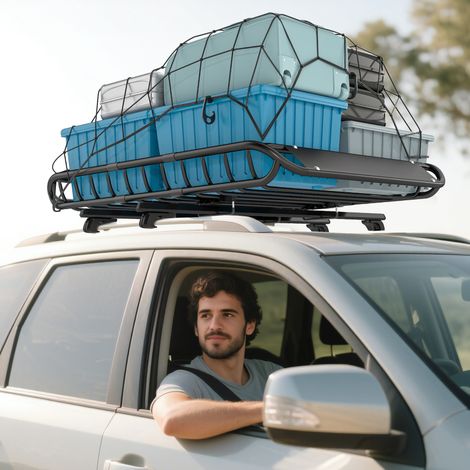 Panier universel toit pare-brise jusqu’à 150 kg SUV Noirs - Dimensions: 116x92x11,5 cm