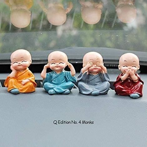 Set von 4 bezaubernden kleinen Harzfiguren, ideal als Auto-Dekoration, Büro- oder Schreibtisch-Schmuck.