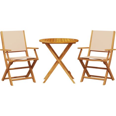Maison Exclusive - Set da Bistrot 3pz Beige in Tessuto e Legno Massello