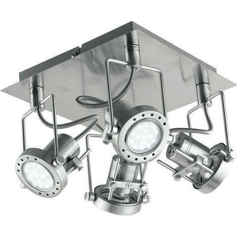 "Spot TECHNO orientabile in metallo nichel con tre lampadine incluse" (1/3)