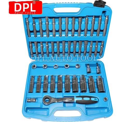 Kit de herramientas para suspensión, 47 piezas, compatible con varios modelos de vehículos, material de acero para herramientas, tamaños estándar, varios tipos de llaves de vaso. (1/5)