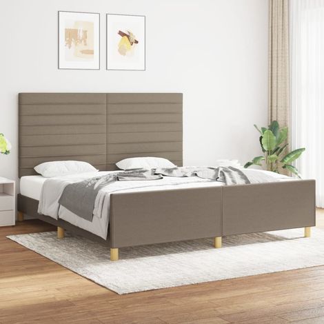 Cadre de lit sans matelas taupe 180x200 cm tissu (1/5)