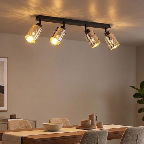 Faretto da soffitto a LED, lampada da soggiorno orientabile, metallo nero, L86 cm (1/5)