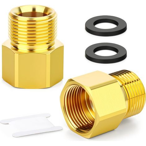 2-Piece Adapter Set, M22 14mm Male Thread, M22 Female Fitting, Brass, For High Pressure Washer