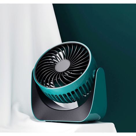 Ventilateur portable F118USB rechargeable, silencieux et puissant, bleu clair. Câble de chargement de 1,5 m inclus (sans batterie) (1/5)