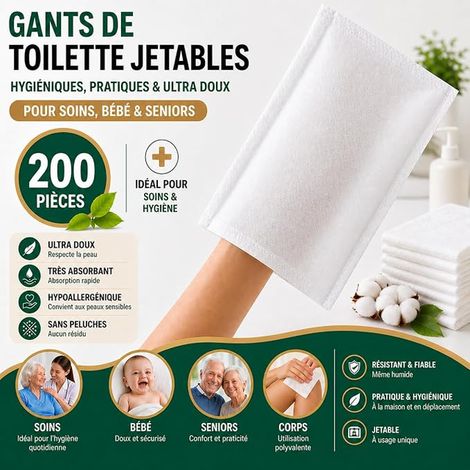 Ultra Soft Disposable Washcloths - Non Woven Fleece - Care and Hygiene - White