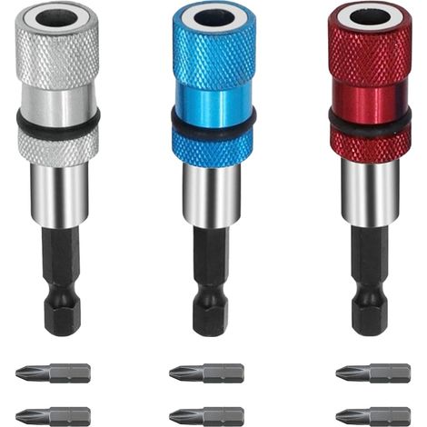 Porte-Embouts Magnétique - Tige Hex 66 mm 1/4" - Pour Visseuse à Choc et Tournevis - 9 Pièces avec Embouts PH0 - 3 Couleurs