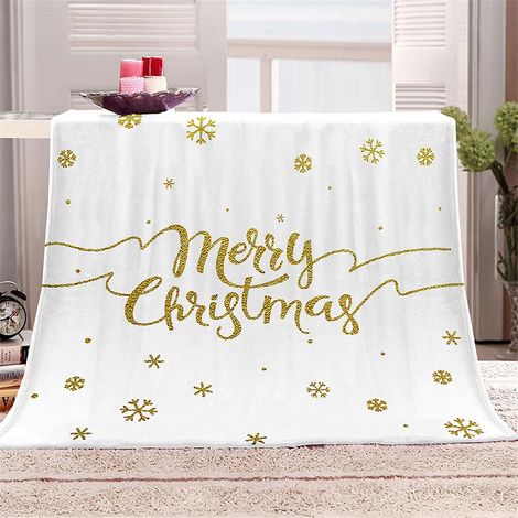 Plaid Couverture Polaire Flanelle, 3D Imprimé Noël Couverture Lit 1/2 Personnes Chaudes Douce Microfibre Légères Couvertures (Noël d'or,130x150cm) (1/3)
