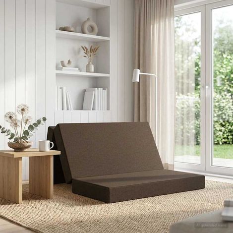 Canapé-lit pliable convertible en tissu taupe 140 x 67 x 45 cm - PANGIVO (1/5)