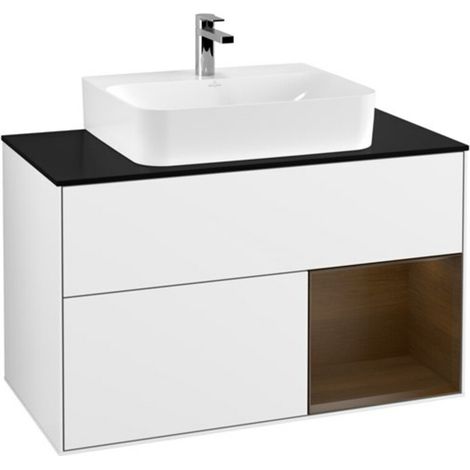 V&B Waschtischunterschrank Wandbeleuchtung Finion 100, Pl b m, Reg re wal ven, glo wh. Lac (1/2)