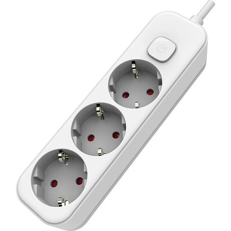 Regleta de Superficie 3 Enchufes con Interruptor y Cable 1,5 m – Blanco o Negro