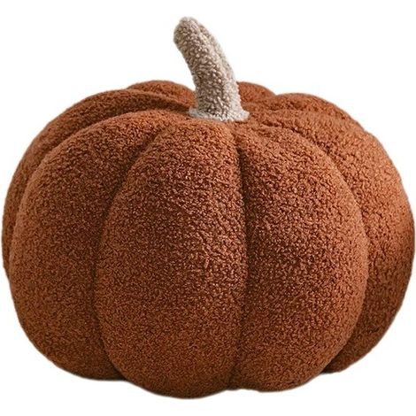 Coussin citrouille souple 28 cm, décoration d'Halloween, coussin décoratif rembourré marron (1/3)