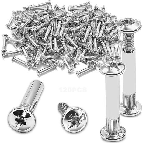 120 Pièces Vis de Connexion pour Connecteur de Meubles et Armoires, Meubles M5x25mm Connecteurs d'armoire, Vis d'assemblage pour Meubles, Armoires, Tables en Bois (1/5)