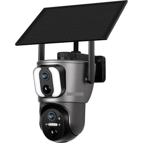 Caméra de sécurité à Domicile 4MP UHD Double écran Liaison Solaire caméra extérieure 4G Double détection PIR Humain Suivi Automatique caméra de sécurité Solaire(4MP 4G Add 64G) (1/5)