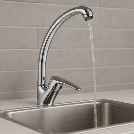 Miscelatore monoforo ottone cucina lisbona allungato erogazione orientabile finitura- cromo lucido - confezione 1 (1/5)