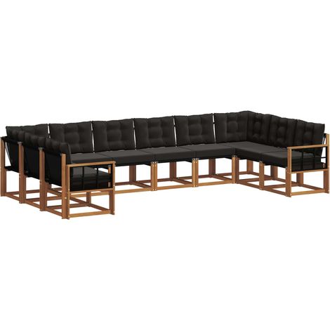 Outdoor-Sofagarnitur 10 Stk. Natürlich und Schwarz vidaXL (1/5)