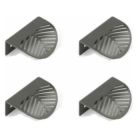 Lot de 4 poignées d'armoire en feuille en laiton noir poignées de meubles de cuisine tiroir unique poinçon gratuit en alliage de Zinc cuivre brossé (1/5)