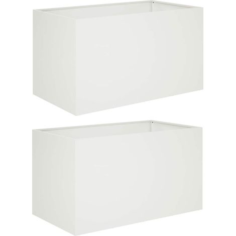 Garden Planter 2 pcs White 80 x 50 x 50 cm Cold-rolled Steel vidaXL