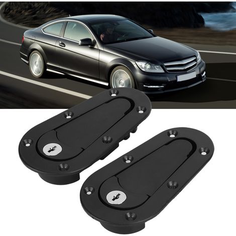 Kit de verrouillage universel de capot en fibre de carbone pour voiture de course, avec clés, noir (1/4)
