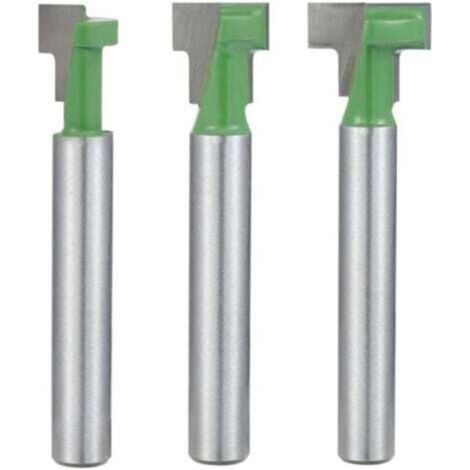 Jeu de fraises à queue de 6,35 mm pour défonceuse T-slot & T-track avec lames en carbure tungstène C3 micro-grain 5/16", 3/8", 1/2" (1/4)