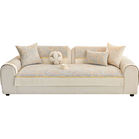 Housse de Canapé Luxe à Fleurs 90x180cm, Protège-Canapé Antidérapant Toutes Saisons, Housse Résistante aux Griffes pour Canapés en Cuir (1/5)